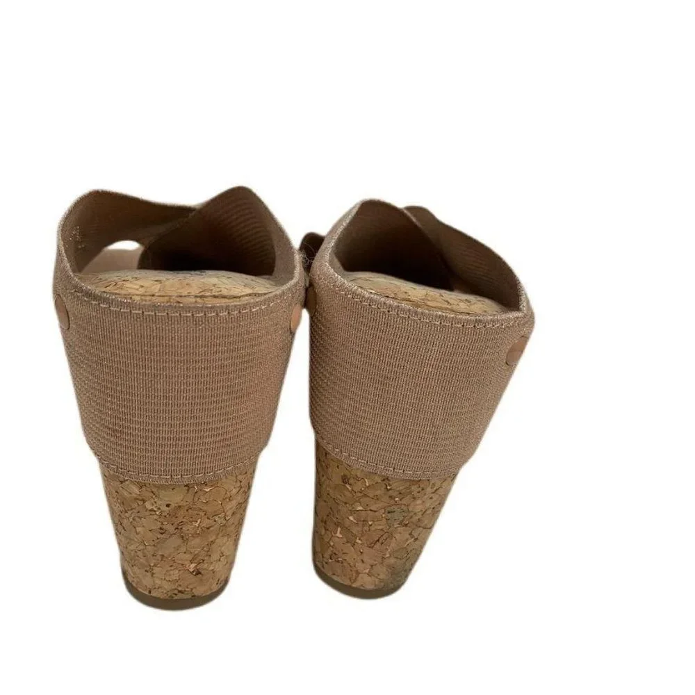 Lucky Brand Tan Crisscross‎ Strap Cork Wedge Sandal